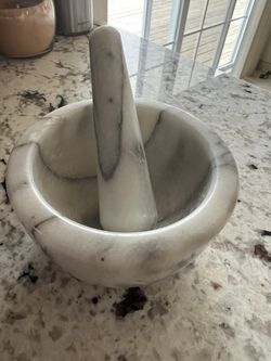 MARBLE MORTAR & PESTAL APOTHECARY BOWL PILL CRUSHER BOWL