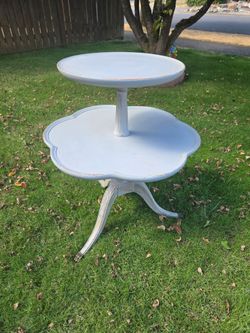 Two-Tier Painted Wood "Pie-Crust" Pedestal Table