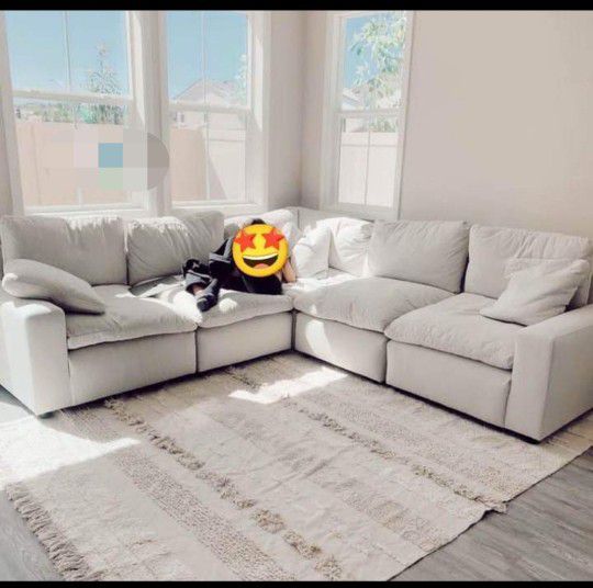 Huge Modular Cozy Modern Ivory Deep Seating Sectional/Couch🌟Showroom Available 🏠Fastest Delivery👍
