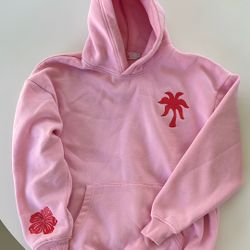Pink Palm Puff Hooded Sweatshirt 