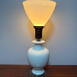 Vintage Milk Glass And Brass Table Lamp
