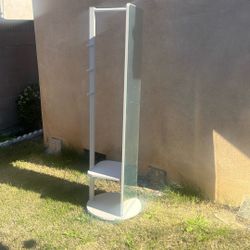 IUNVR Wood Full Length Mirror 69” with Hooks & Hidden Storage, 3-in-1 Coat Rack Standing Mirror, HD Anti-Distortion Glass