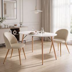 Homy Casa MICK + ZOMBA Beige 3PC 47.2" Dining Set with 2 Chairs Open Box