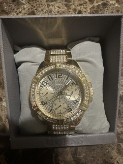 GUESS Mens Gold Tone Multi-function Watch