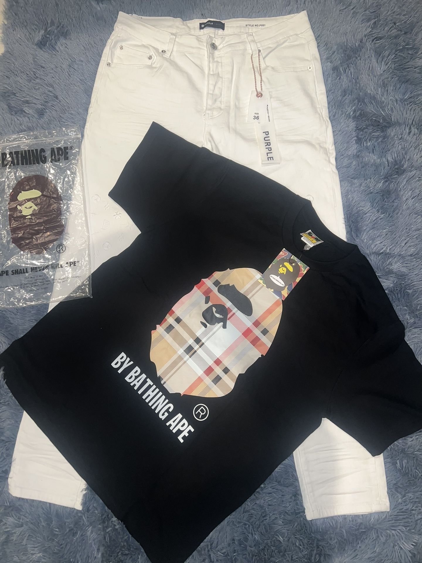 Bape Shirt And Purple Jeans