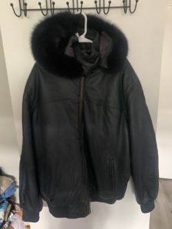 Leather Jacket With Real Fox Fur