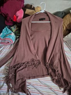 Love Tree Fringe Hem Open Front Vest