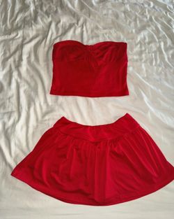 Red Skirt set