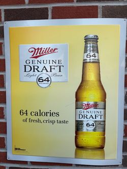 24" X 20" MILLER GENUINE DRAFT LIGHT BEER EMBOSSED METAL SIGN BAR MAN CAVE PUB