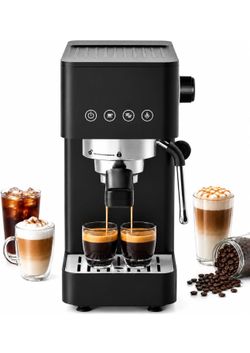 🔥Brand new 🔥 Compact Espresso Machine, 20 Bar, Milk Frother, Latte & Cappuccino Compact Design, 30s Heat-Up, PID Temp Control, Single, Double & Cust
