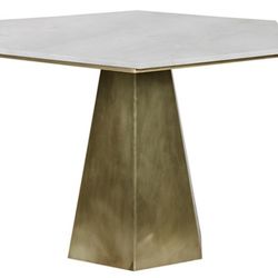 Marble Hexagon Table with Metal Gold/Antique Brass Base