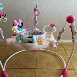 Disney Baby Minnie Mouse Forever Besties Infant Activity Center Jumper, Pink, Unisex, Infants Ages 6 Months to 1 Year