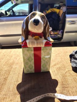 The Pioneer Woman Charlie Basset Hound Ceramic Christmas Cookie Jar Dog Present