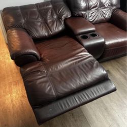 75 inch real leather Recliner Sofa (used)