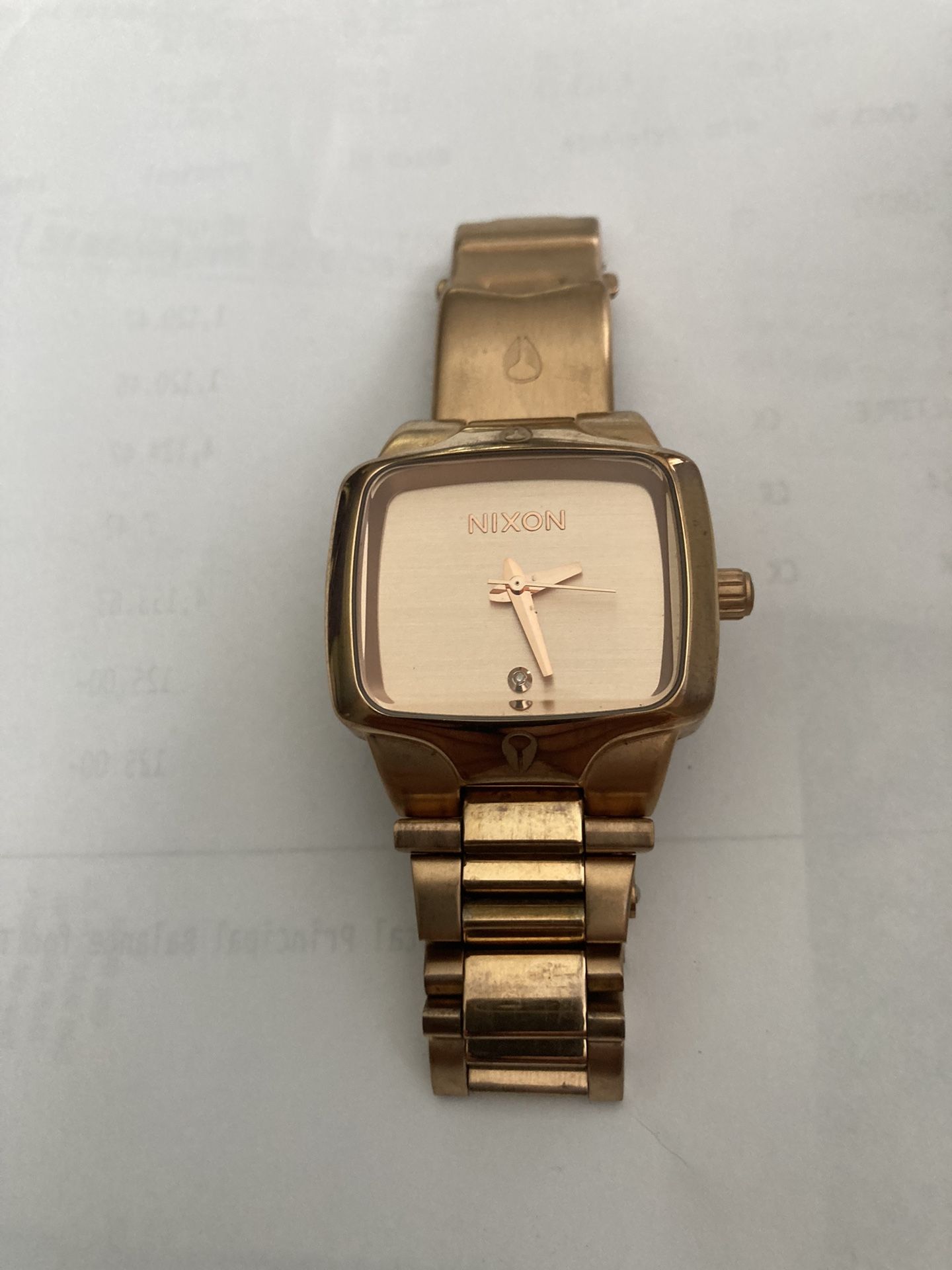 Nixon Ladies, The Small Player, Vip Pass Real Diamond, Stainless Steel Gold Tone Watch