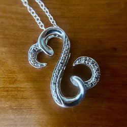 Jane Seymour Sterling Silver Open Heart Diamond Pendant