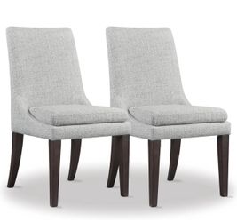 Upholstered Dining Chairs Modern Sidechair Performance Fabric High Back Armlesschair for Diningroom Kitchen,Light Grey,Set of 2(1 Box) (CH15)