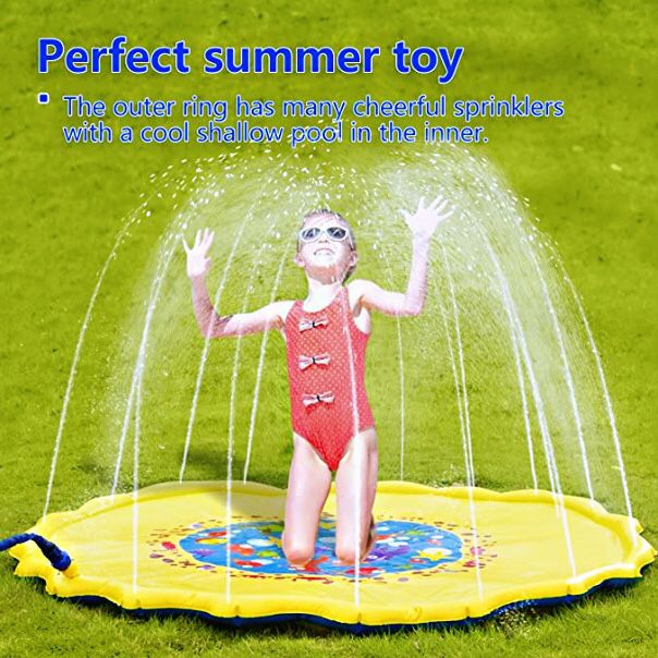 Sprinkle and Splash Play Mat for Kids - 69" Outdoor Sprinkler Water Toys - Perfect Inflatable Sprinkler Pad Summer Swimming Party Beach Pool Water Pl
