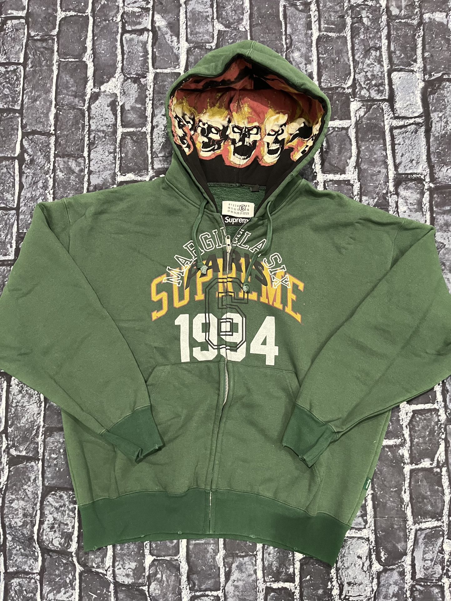 supreme margiela mm6 green zip up