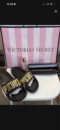 PINK Victoria's Secret Cheeky Slide “PINK” Size Medium 7/8 NWT Victoria Secret bracelet  Victoria Secret bombshell fragrance mist Serious inquiries on