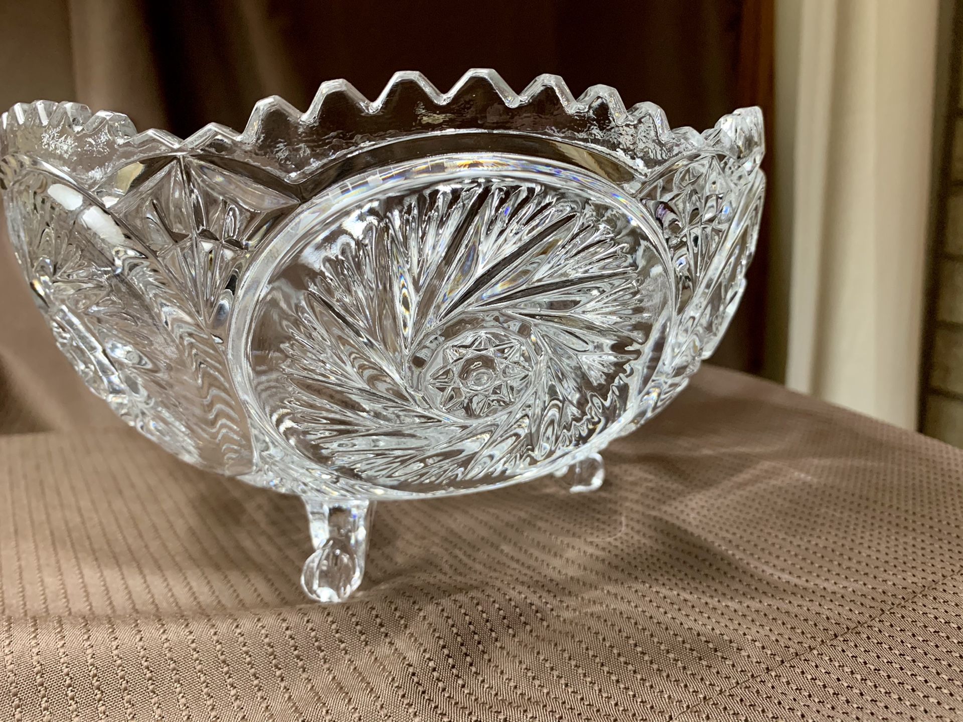 VTG Cut Glass 3 Footed Bowl