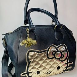 Loungefly Sanrio Hello Kitty Black Silver Purse Embossed Handbag Crossbody Boxy

