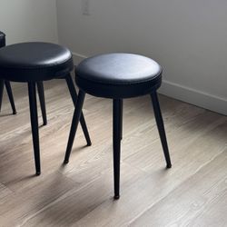 Two Black Leather Stools ($10 ea.)