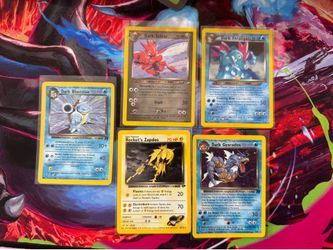 🔥 Vintage Pokémon Holo Lot – Dark Blastoise, Dark Scizor, Dark Feraligatr, Rocket’s Zapdos & Dark Gyarados 🔥