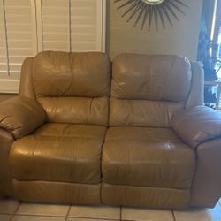 Rust Leather Love Seat Recliner 