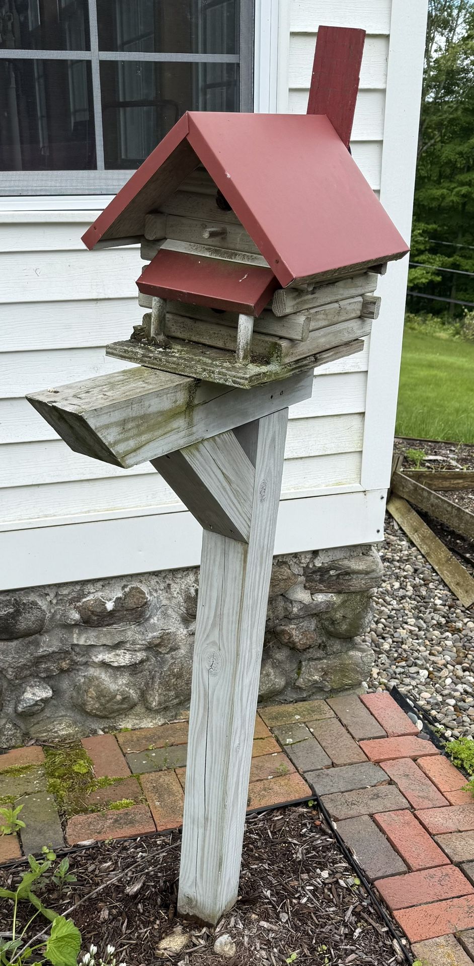 Vintage Bird House With Post