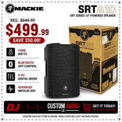 Mackie 10" Powered Loudspeaker 1600 Watts Bluetooth SRT Series SRT210 🚨 Payment Options Available 🚨 No Credit Needed 🚨