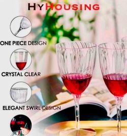 HyHousing 7.9 Oz Clear Plastic Wine Glasses 16 Pack, Hard Disposable Plastic Drink Glasses Ideal for Home Daily Life Party Wedding Toasting