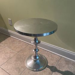 Round Silver accent table 17.5” Diameter in GOOD condition