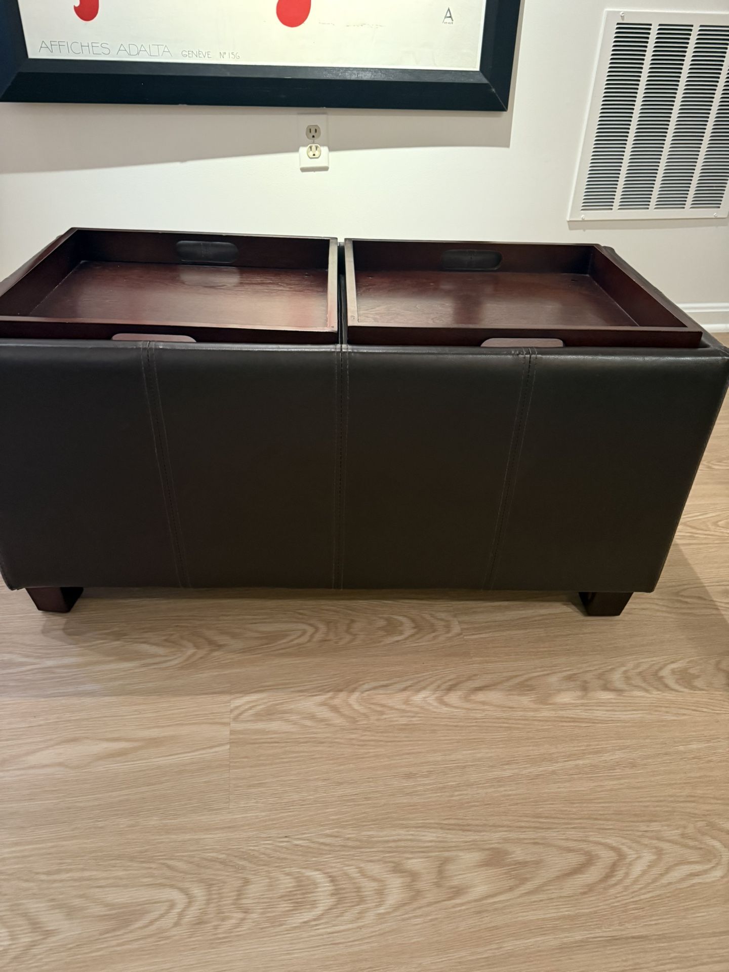 Faux Leather Storage Ottoman