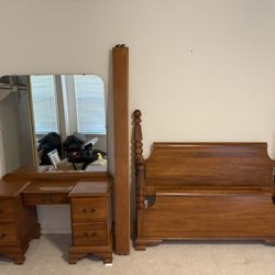 1940’s Wooden Vanity and Double Bed Frame