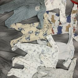 Lot Of 8 Carters / Simple Joys Footed Onesies 0-3 Months 