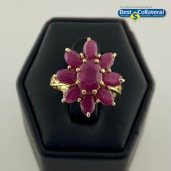 Ladies Red Stone Ring In 14k Gold
