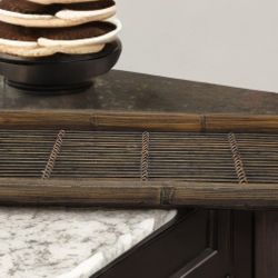 26" Rectangular Bamboo Serving tray With a Slatted Surface.