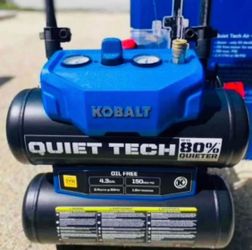 Kobalt Quiet Tech 4.3-Gallons Portable 150 PSI Twin Stack Quiet Air Compressor