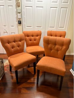 Burnt Orange Fabric Dining Chair Set (4)