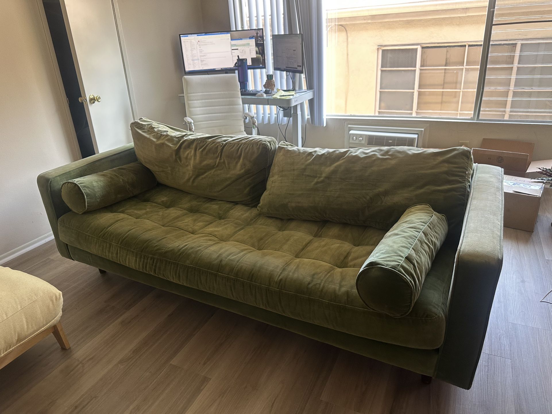Green Velvet couch 