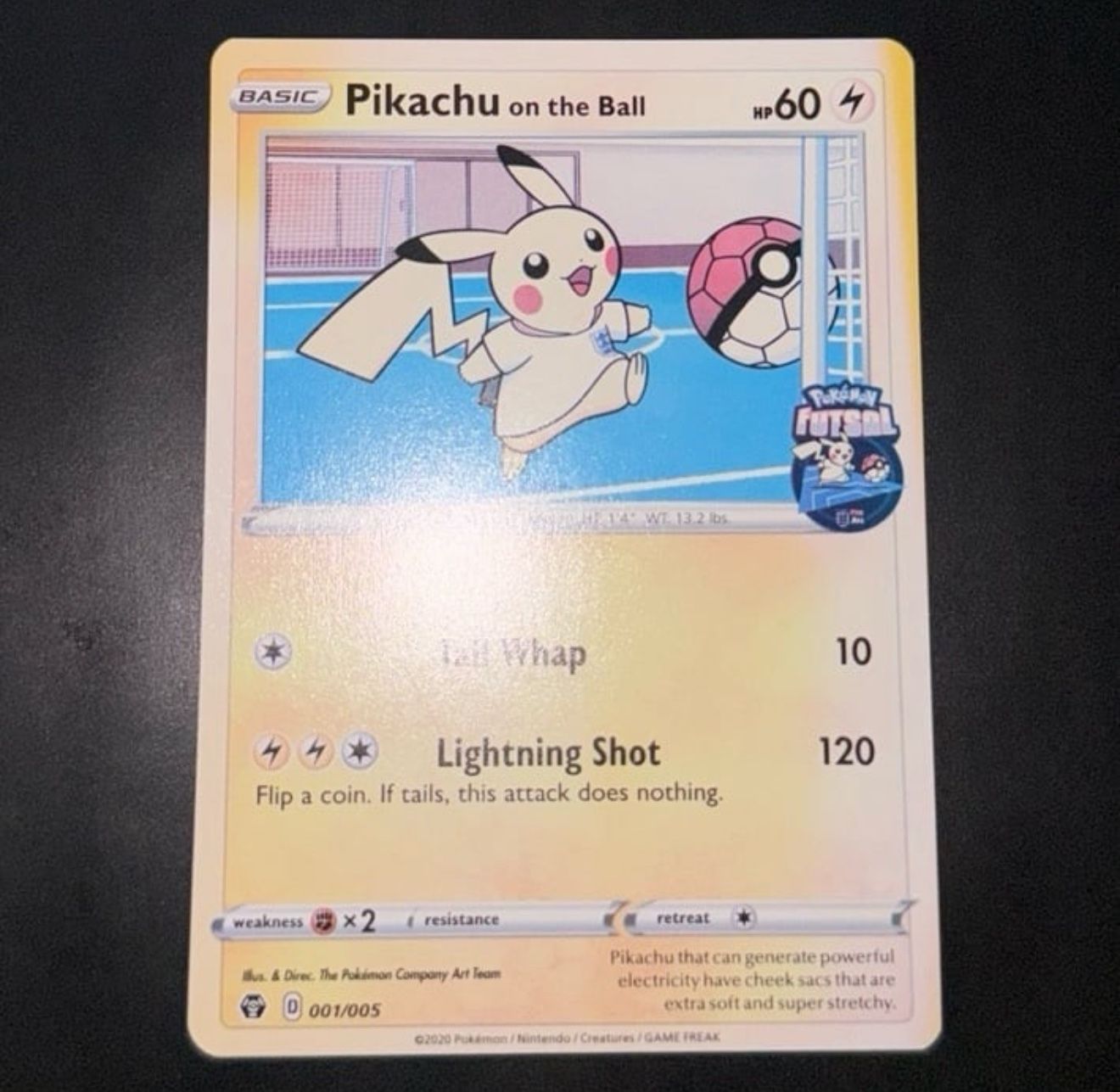 Pikachu ‘On the Ball’ 1/005 Adidas Rare Stamped promo 2020 commom White misprint
