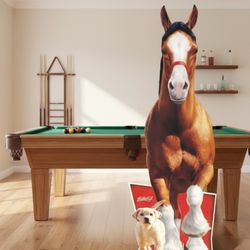 BUDWEISER 2014 Clydesdale Horse and Puppy Cardboard Cutout Store Display Extremely RARE Almost  6FT TALL!