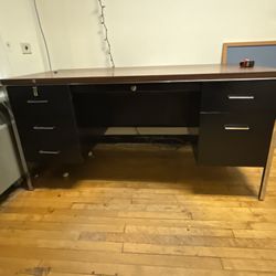 Vintage Black & Wood Desk