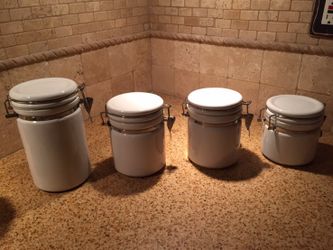 White ceramic canisters