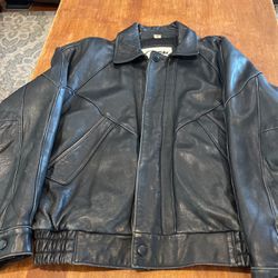 Distressed Black/Brown Aviator Leather Jacket 