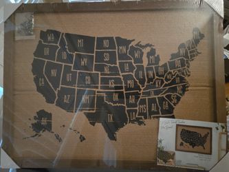 New Cork Board Of United States with Push Pins 