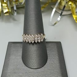 Ladies 10K Yellow Gold Diamond Cluster Ring - 21 Diamonds .42 Carat T.W. - 2.4g (#23720)