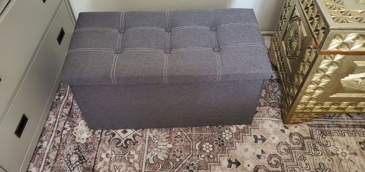 Grey Tufted Storage Ottoman
