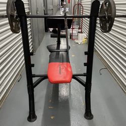 Weider Pro Weight Bench With Barbells And Weights